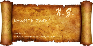 Novák Zoé névjegykártya